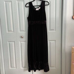 Studio Ease Velvet Burnout Maxi Dress 12 Black Sleeveless Whimsigoth Witchy READ